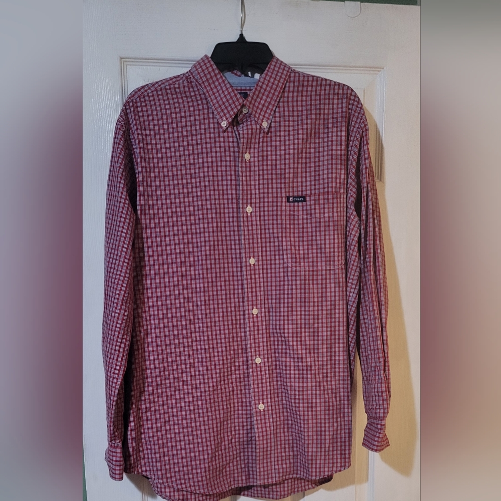 Mens Chaps Button down shirts in red plaid size M